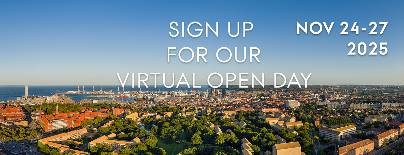 Image of Aarhus University with Open Day text