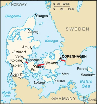 STDK. Denmark Bridges Map — Study in Denmark